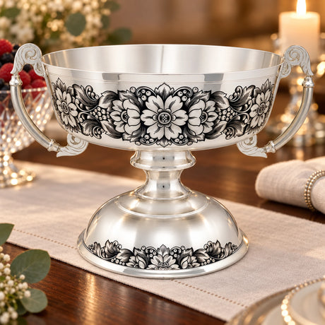 Silberschale 925 Silber Fruit Paradise 1200 ml — Lifestyle-Setting am Serviertisch
