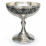 Silberschale am Stiel 925 Silber — Pokalschale auf Fuß mit dunklem Niello-Rankenband, mattsilber, Tafelgeschenk