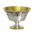 Dessertschale 925 Silber vergoldet mit Niello Laune — Fußschale mit goldenem Inneren und dunklem Ranken-Ornament