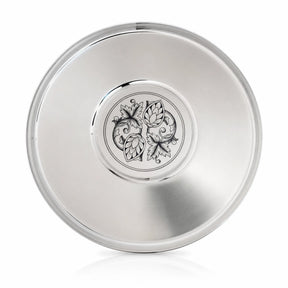 Rundes Serviertablett, Silbertablett aus 925 Silber mit Niello-Verzierung 20 cm Durchmesser.
