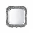 Silbertablett 925 Silber quadratisch 42x42 cm Signature — ziselierter Rand mit Gussteilen, glatter Spiegel, Zaramella