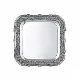 Silbertablett 925 Silber quadratisch 42x42 cm Signature — ziselierter Rand mit Gussteilen, glatter Spiegel, Zaramella