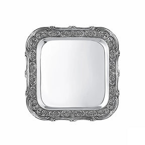 Silbertablett 925 Silber quadratisch 42x42 cm Signature — ziselierter Rand mit Gussteilen, glatter Spiegel, Zaramella