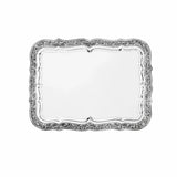 Silbertablett 925 Silber rechteckig Signature — ziselierter Akanthusrand, glatter Spiegel, Zaramella Italien