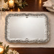 Silbertablett 925 Silber Signature rechteckig 47 × 35 cm — Lifestyle-Setting an der gedeckten Tafel