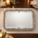 Silbertablett 925 Silber Signature rechteckig 47 × 35 cm — Lifestyle-Setting an der gedeckten Tafel