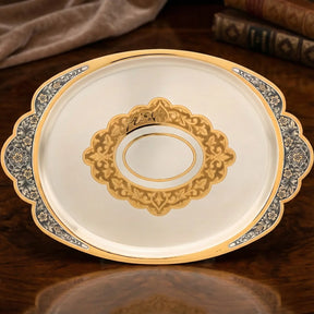 Silbertablett 925 Silber vergoldet oval – Zaren Fest Niello Design