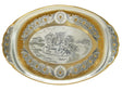 Silbertablett 925 Silber vergoldet oval Troika — Pferdeschlitten-Szene in Niello, Goldornament-Rand, ovale Form, Tafelgeschenk