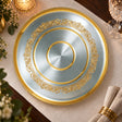 Silbertablett 925 Silber vergoldet rund — Lifestyle-Setting an der gedeckten Tafel