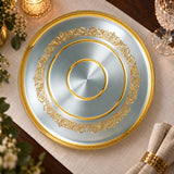 Silbertablett 925 Silber vergoldet rund — Lifestyle-Setting an der gedeckten Tafel