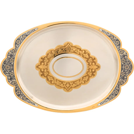Silbertablett 925 Silber vergoldet oval – Zaren Fest Niello Design