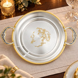 Silbertablett mit Henkel 925 Silber SAKURA — Lifestyle-Setting an der gedeckten Tafel