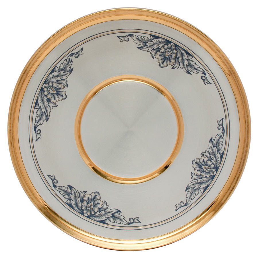 Silver tray 925 silver gold-plated round 20 cm