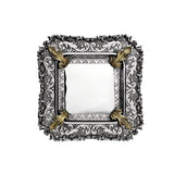 Quadratisches Silbertablett 925 Silber mit teilvergoldetem Akanthus-Rand-Ornament — Signature-Linie.