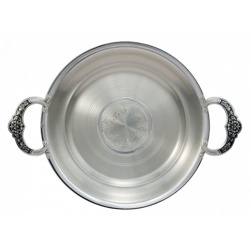 Silver tray with handle 925 silver Niello