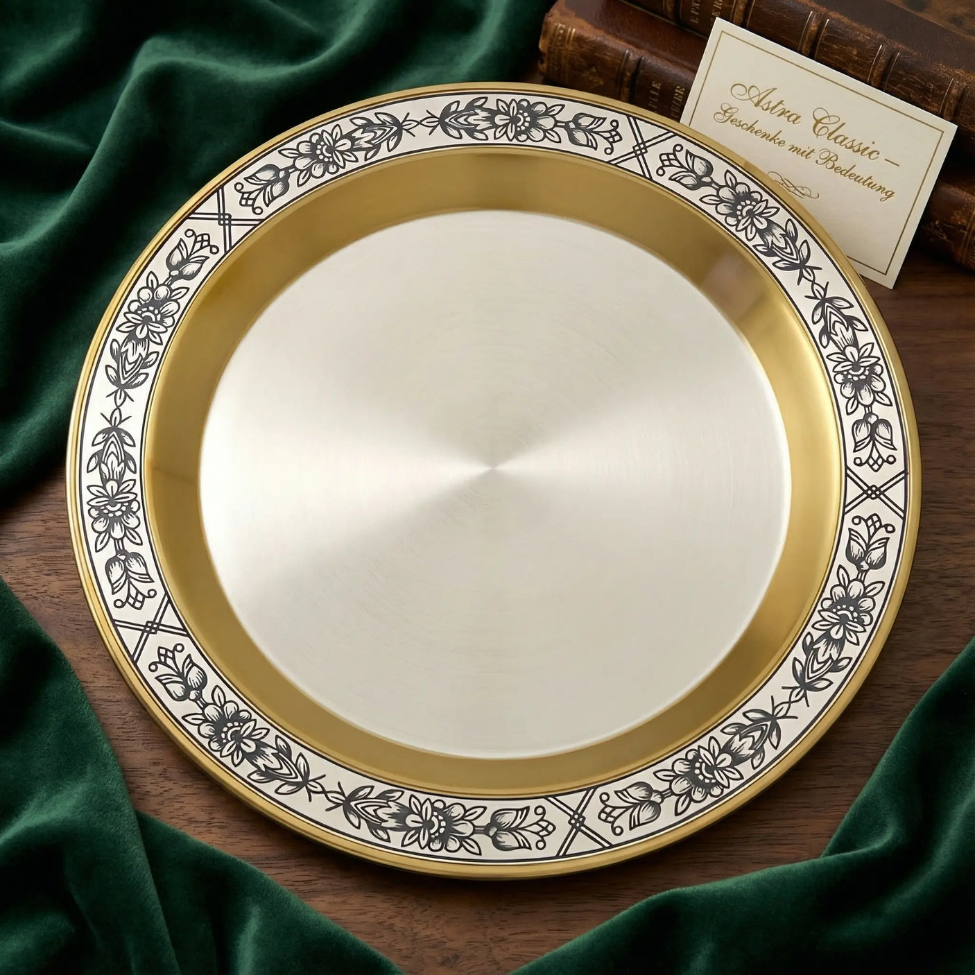 Dessertteller 925 Silber vergoldet Niello | Astra Gold | Ø 150mm