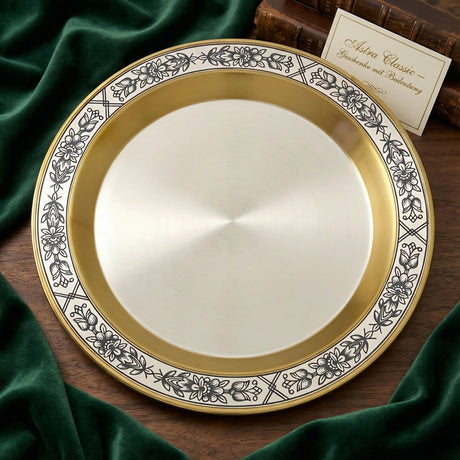 Dessertteller 925 Silber vergoldet Niello | Astra Gold | Ø 150mm