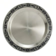 Obstteller 925 Silber Niello mit dunklem Blütenrand und gebürstetem Spiegel — runde Servierplatte, festliche Tafel