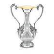 Silbervase 925 Silber Amphore 38 cm Signature — durchbrochener Bauch, zwei Voluten-Henkel, vergoldete Mündung, Zaramella