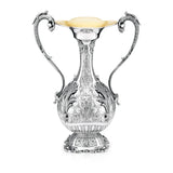 Silbervase 925 Silber Amphore 38 cm Signature — durchbrochener Bauch, zwei Voluten-Henkel, vergoldete Mündung, Zaramella