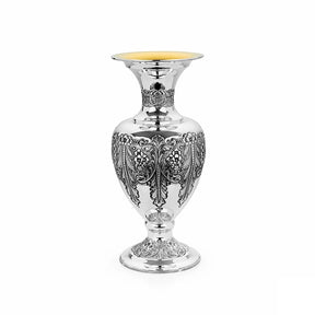 Silbervase 925 Silber Baluster 46 cm Signature — Girlandenband auf der Schulter, vergoldete Mündung, Zaramella