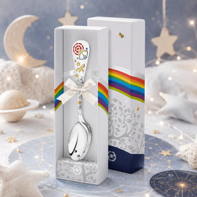 Sternzeichen-Babylöffel aus 925 Silber mit vergoldeten Sternzeichen-Motiven in Geschenkbox