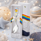 Babylöffel Sternzeichen Fische 925 Silber in Geschenkbox mit Cartoon-Fisch und vergoldetem Fische-Zeichen