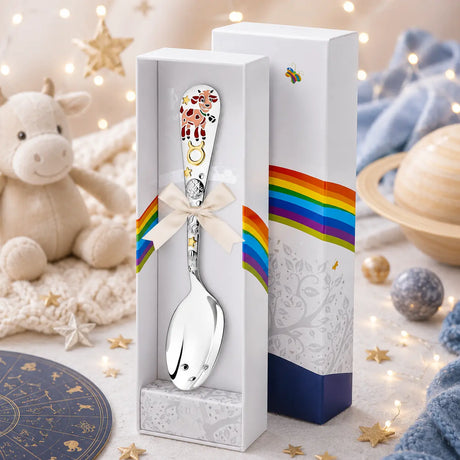 Babylöffel Sternzeichen Stier 925 Silber in DODO-Geschenkbox mit Plüschtier und Sterndekor