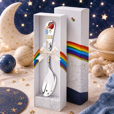 Babylöffel Sternzeichen Wassermann 925 Silber mit rotem Wasserkrug in DODO-Geschenkbox