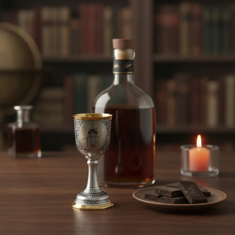 Stielglas 925 Silber Niello Kirche Weliki Ustjug — vergoldet