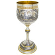 Prunkpokal 925 Silber vergoldet — Stielpokal mit Sankt-Petersburg-Stadtpanorama in Niello, Goldrand, Sammlerstück