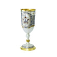 Pokal 925 Silber Niello Siegesorden — Stielkelch mit vergoldetem Inneren, Goldmedaillon mit Orden und Lorbeerkranz