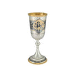 Stielglas 925 Silber Niello Hirsch vergoldet — Weinkelch mit goldenem Hirsch-Medaillon und vergoldetem Fuß