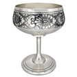 Weinpokal 925 Silber Niello Sonnenblume — Coupé-Kelch auf hohem Stiel mit dunklem Floralornament rund um die Kuppa