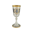 Stielglas 925 Silber Niello Lotusblüte vergoldet — Weinkelch mit goldenem Lotus-Medaillon und vergoldetem Fuß