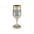 Stielglas 925 Silber Niello Weintrauben — Kelch mit dunklem Floralornament, vergoldeten Trauben, Goldrand und vergoldetem Fuß