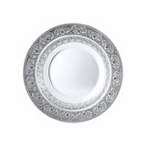 Suppenteller 925 Silber rund 26 cm Signature — breite ziselierte Fahne, glatte Mulde, Zaramella Italien