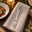Tafelgabel 925 Silber mit Niello „Astra Black“ — Lifestyle-Setting an der gedeckten Tafel