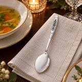 Tafellöffel 925 Silber mit Niello — Lifestyle-Setting an der gedeckten Tafel