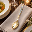 Tafellöffel 925 Silber vergoldet & Niello — Lifestyle-Setting an der gedeckten Tafel