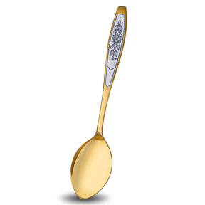 Menülöffel 925 Silber mit vergoldeter Oberfläche und Niello-Verzierung aus der Astra Gold Kollektion ohne Gravur.