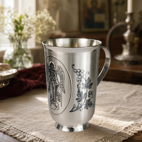 Taufbecher "Erzengel Michael" 120ml - 925 Silber Niello - Verzierung