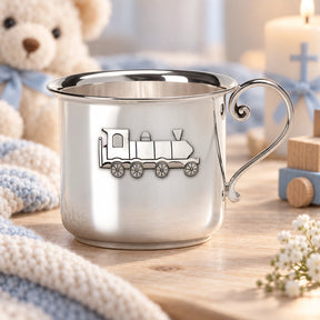 Kinderbecher 925 Silber Lokomotive — Lifestyle-Setting, Geschenk zur Taufe