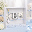 Taufgeschenk Set für Jungen aus 925 Silber mit Engel-Becher, Kinderlöffel und Schnuller in blauer Geschenkbox zur Taufe