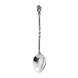 Tauflöffel 925 Silber Engelchen freigestellt — Engelfigur am Stielende, Stiel mit drei Sternen, zwei Engelchen in der Schale
