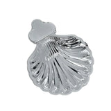 Taufschale 925 Silber Muschelform — polierte Silbermuschel mit kreuzförmigem Gravurfeld, Freisteller