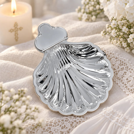 Taufschale 925 Silber Muschelform — Lifestyle-Setting, Geschenk zur Taufe