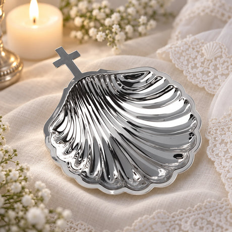 Taufschale 925 Silber Muschelform — Lifestyle-Setting, Geschenk zur Taufe