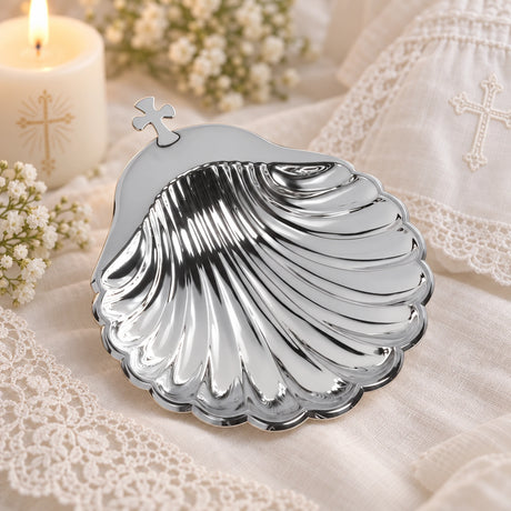 Taufschale 925 Silber Muschelform — Lifestyle-Setting, Geschenk zur Taufe