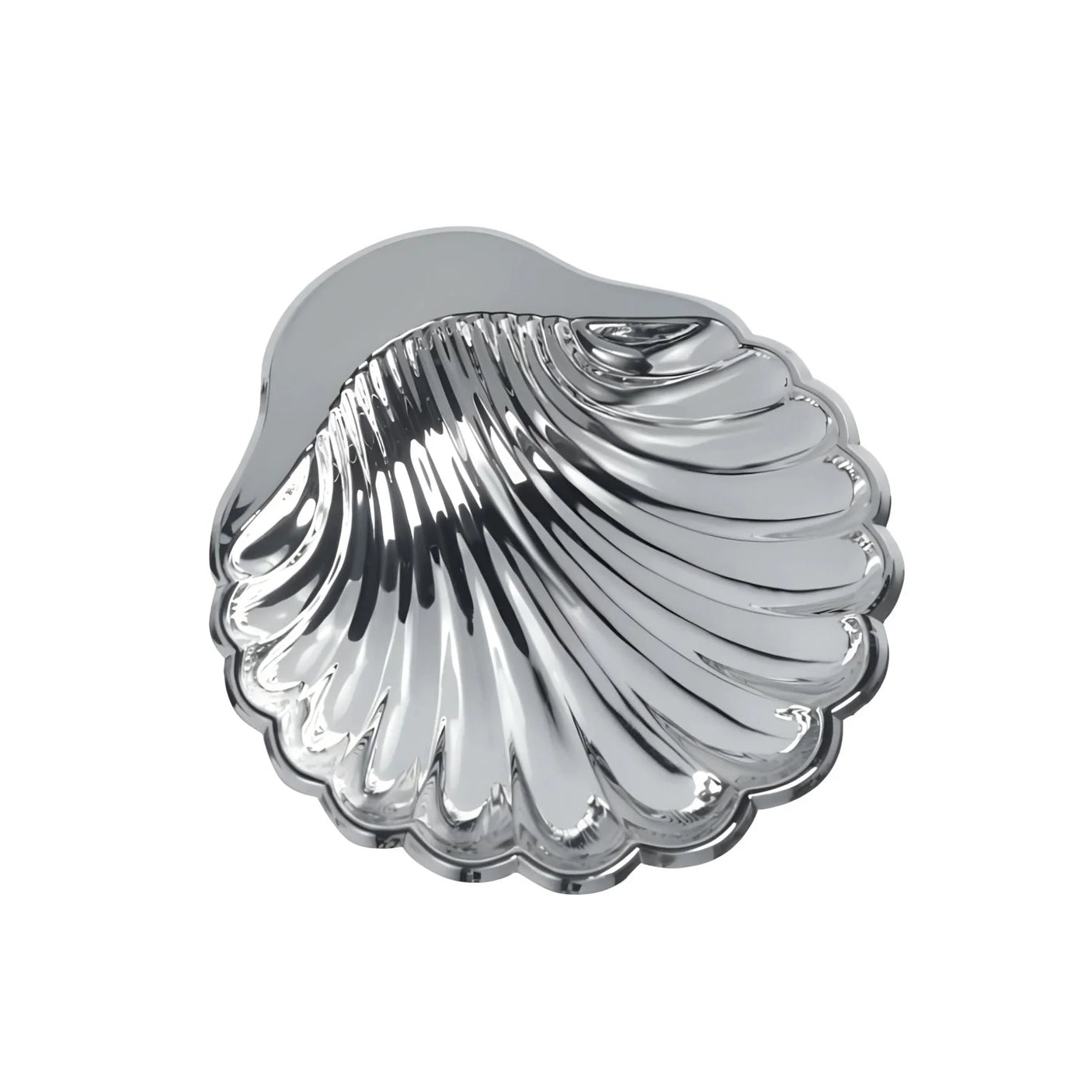 Taufschale 925 Silber in Muschelform, 9×9 cm, glänzend poliert, gravierbar — gefertigt in Italien für die Taufzeremonie.